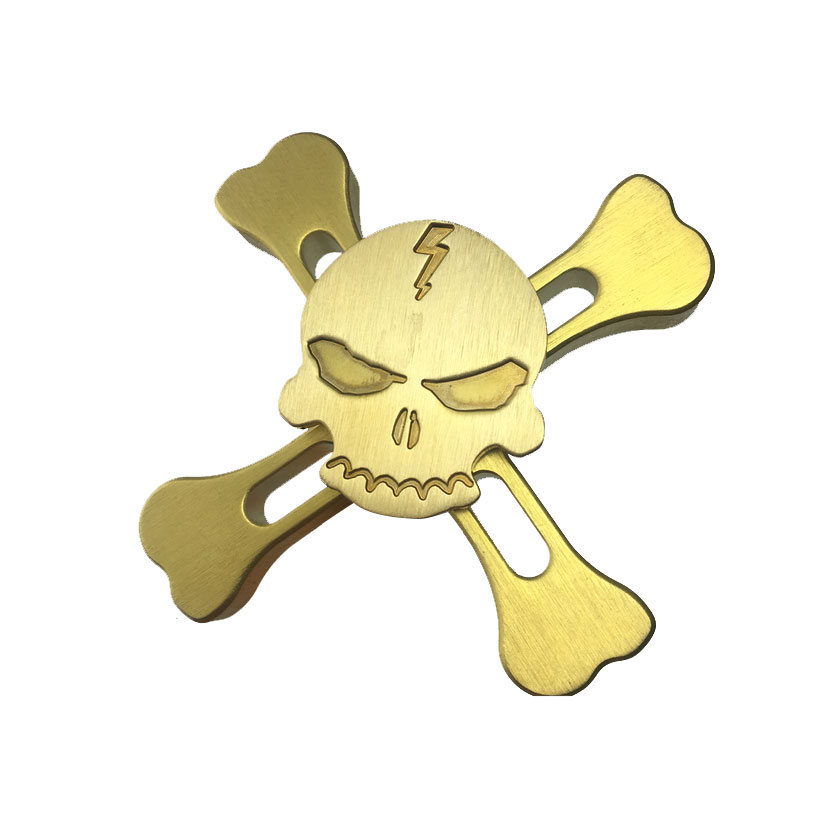 Hand Spinner Fidget Toy Relieves Anxiety and Boredom Skull Brass