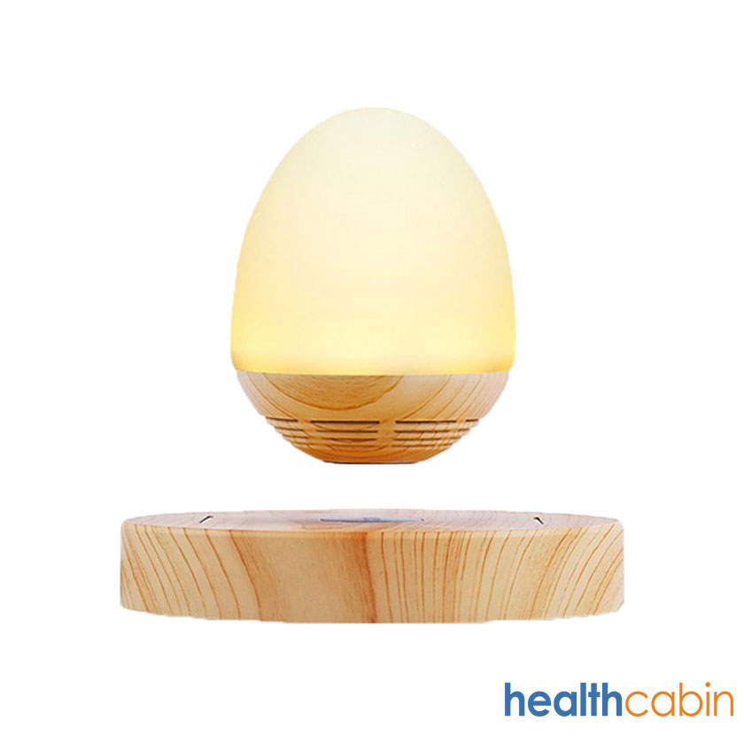 Levitating Bluetooth Speakers with Wood Grain Base LED Bulb Portable Wireless Smart Floating Night Light Lamp(US Plug)