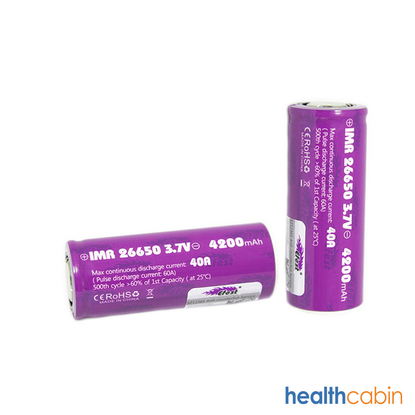 2pc Efest IMR 26650 4200mAh 40A Flat Top Li-ion Rechargeable Battery (Please contact our sales for special shipping arrangement)