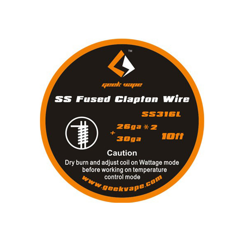 10ft Geekvape SS Fused Clapton Wire SS316L (26ga*2+30ga)