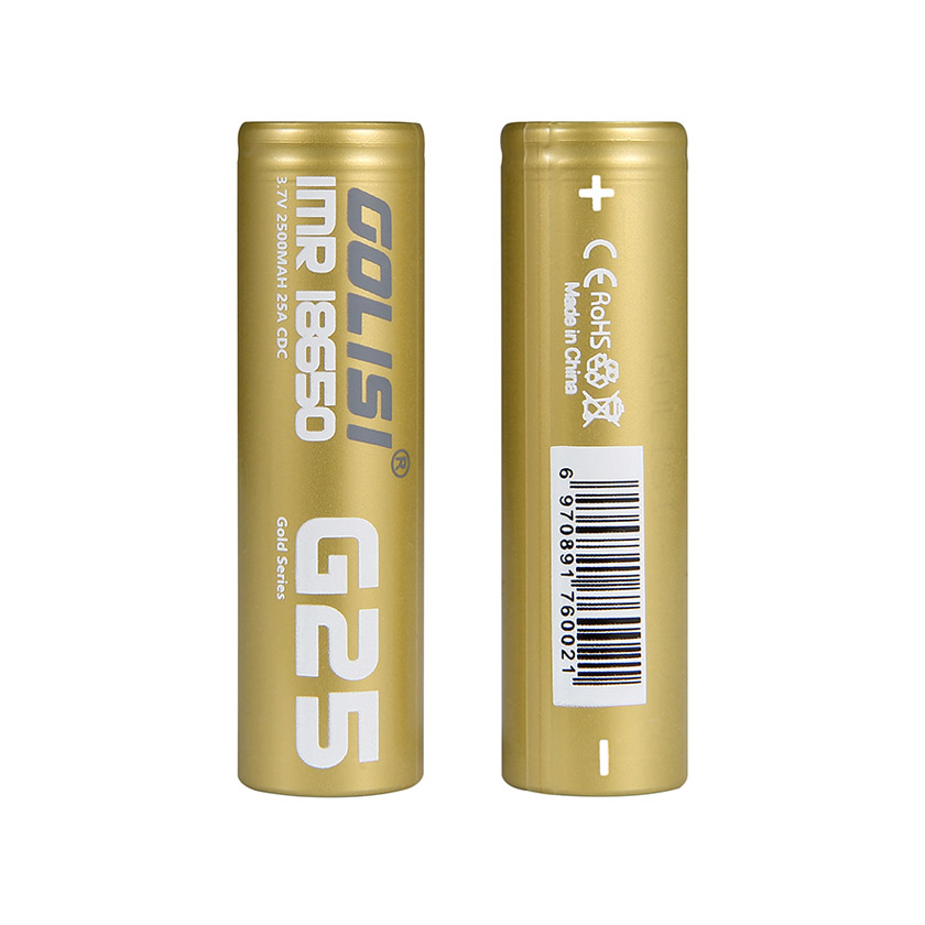 2pcs Golisi G25 IMR 18650 2500mAh 25A Flat Top Li-ion Rechargeable Battery