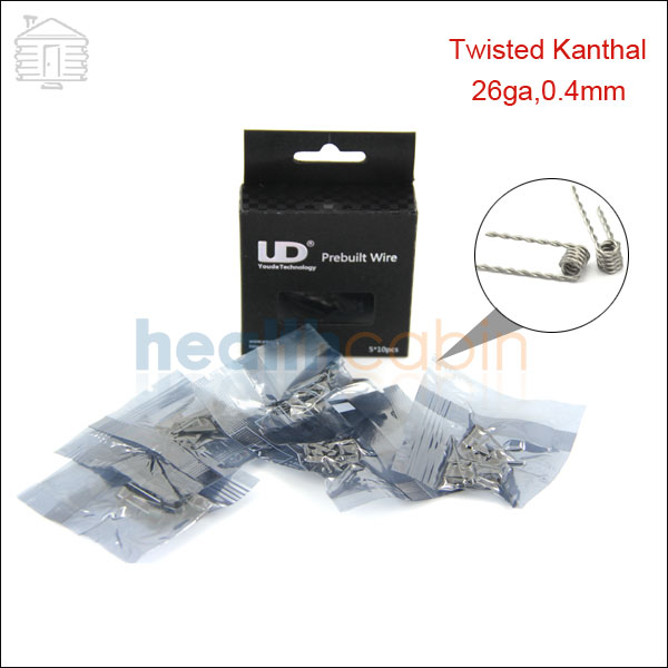 50pc UD Double Twisted Kanthal Prebuilt Coil (26ga,0.4mm)