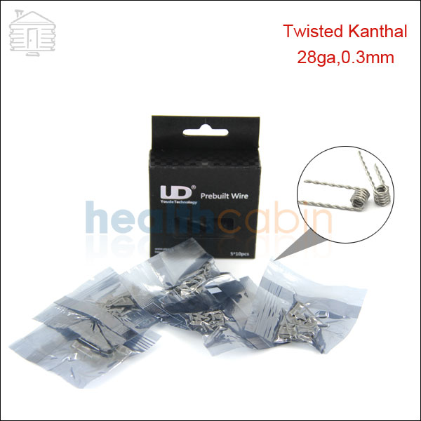 50pc UD Double Twisted Kanthal Prebuilt Coil (28ga,0.3mm)