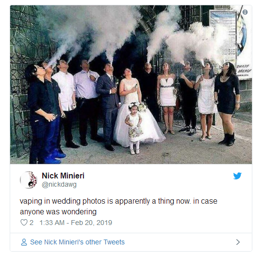 Vaping in wedding photos