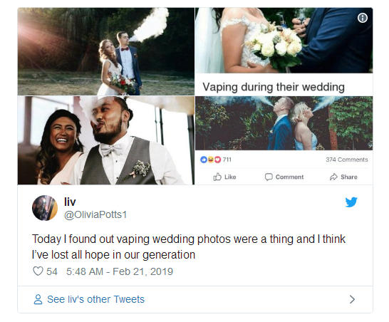 Vaping in wedding photos