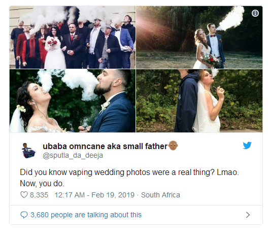 Vaping in wedding photos
