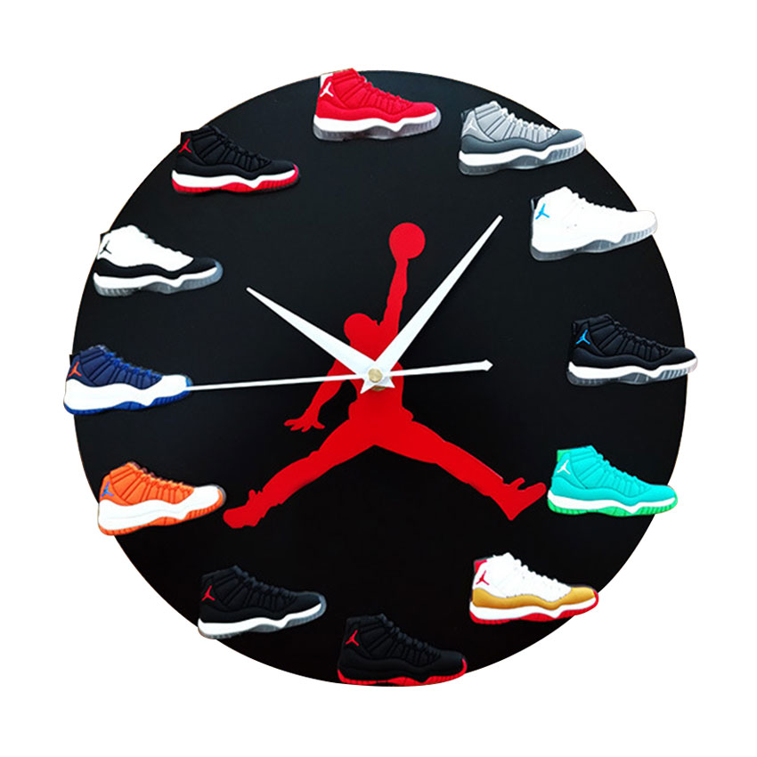AJ01 Amazon Hot Style AJ Clock Basketball Supplies 3D Shoe Model AJ1-12 Generation Wall Clock Black And White Small Shoe Clock