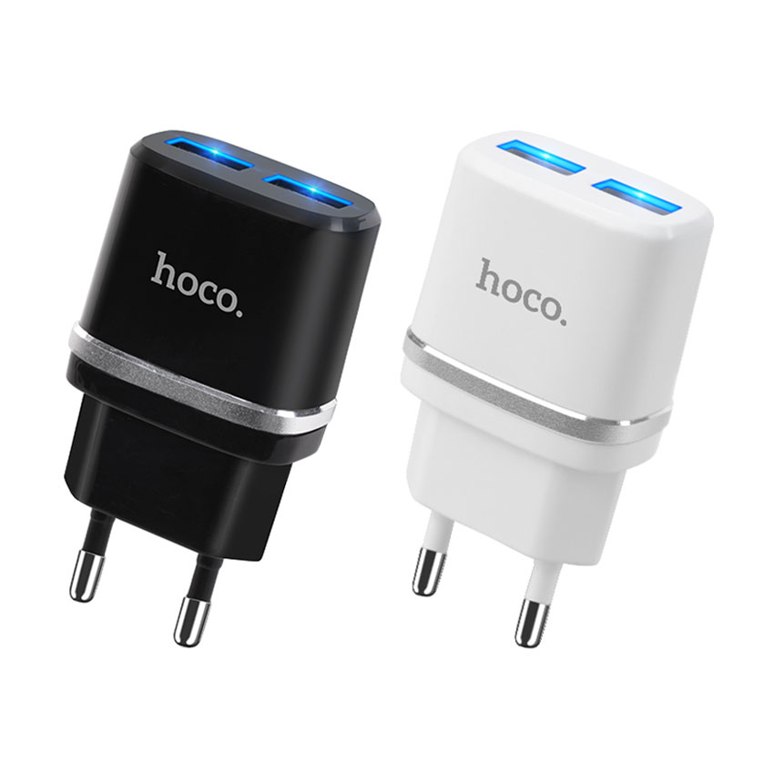 HOCO C12 Smart Dual USB Fast Charger For 7/7 Plus/6S/6S Plus/6 Plus/6/SE (2020)/ 11/ 11Pro/11ProMax/XsMax,/XR/ XS/X/8/8 Plus/ AirPods/Ipad/Samsung/LG/HTC/Huawei/Moto/xiao MI and More