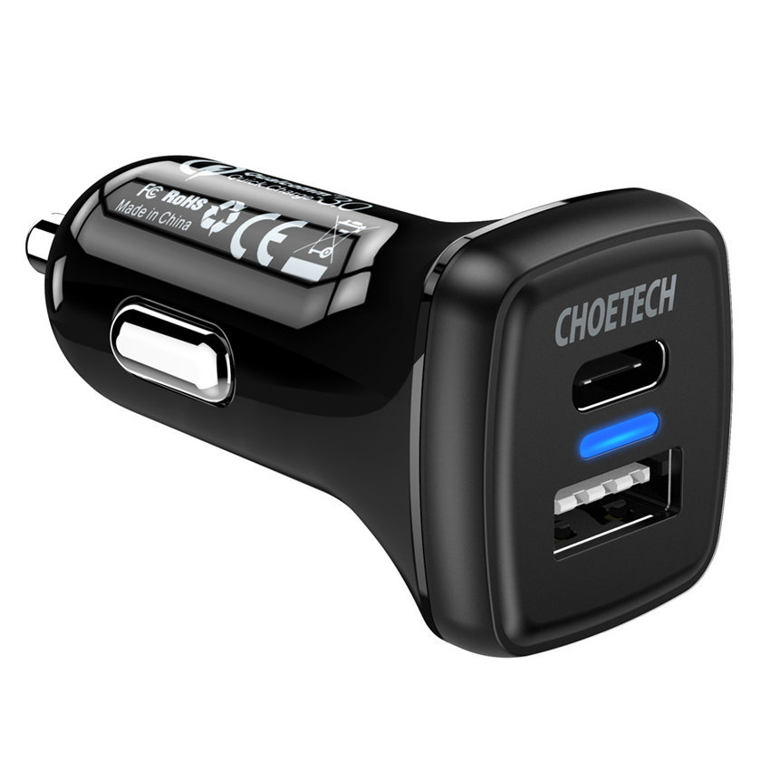 CHOETECH TC0005 CHOETECH Quick Charge 3.0 QC USB Car Charge Fast Charging For 7/7 Plus/6S/6S Plus/6 Plus/6/SE (2020)/ 11/ 11Pro/11ProMax/XsMax,/XR/ XS/X/8/8 Plus/ AirPods/Ipad/Samsung/LG/HTC/Huawei/Moto/xiao MI and More
