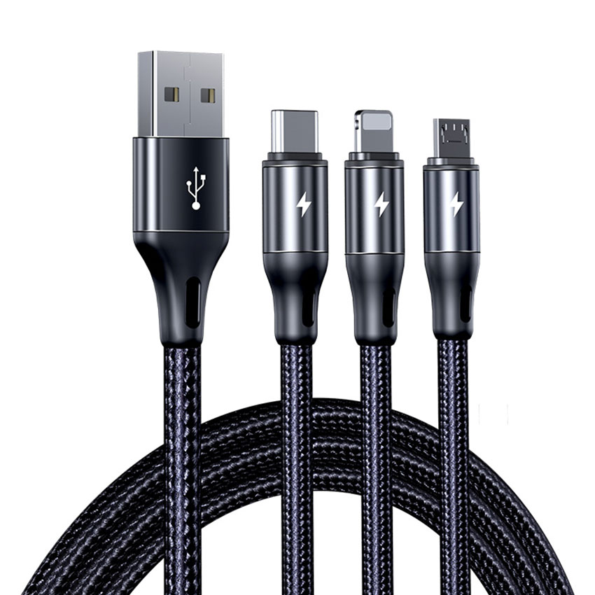 Rock G15 3 in 1 Metal Braided Charging Cable