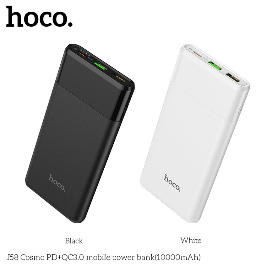 HOCO S58 J58 Cosmo PD+QC3.0 Mobile Power Bank High Speed Charging For 7/7 Plus/6S/6S Plus/6 Plus/6/SE (2020)/ 11/ 11Pro/11ProMax/XsMax,/XR/ XS/X/8/8 Plus/ AirPods/Ipad/Samsung/LG/HTC/Huawei/Moto/xiao MI and More(10000mAh)