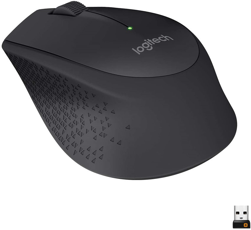 Logitech M330 Silent Plus Wireless Mouse – Enjoy Same Click Feel with 90% Less Click Noise 2 Year Battery Life Ergonomic Right-Hand Shape for Computers and Laptops USB Unifying Receiver Black