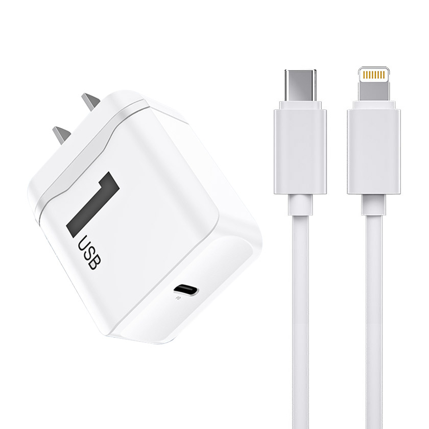ROCK T12 Single Port PD Travel Charger/Type C to Lightning Cable (CCC)