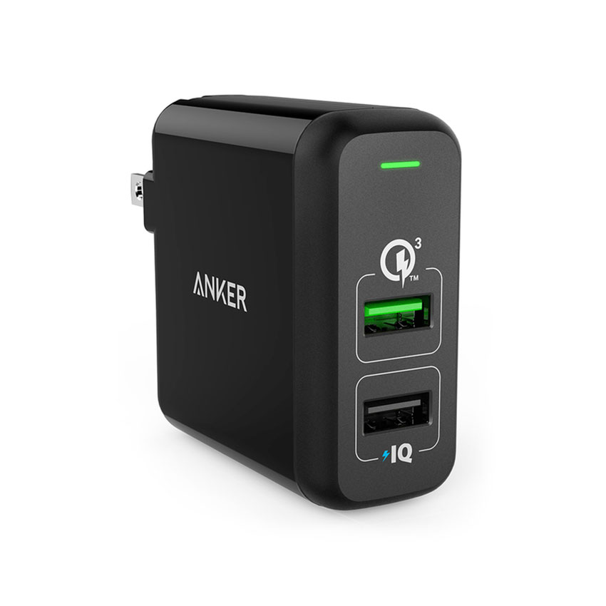 ANKER A2024 Quick Charge 3.0 31.5W Dual USB Wall Charger Fast Charging For 7/7 Plus/6S/6S Plus/6 Plus/6/SE (2020)/ 11/ 11Pro/11ProMax/XsMax,/XR/ XS/X/8/8 Plus/ AirPods/Ipad/Samsung/LG/HTC/Huawei/Moto/xiao MI and More