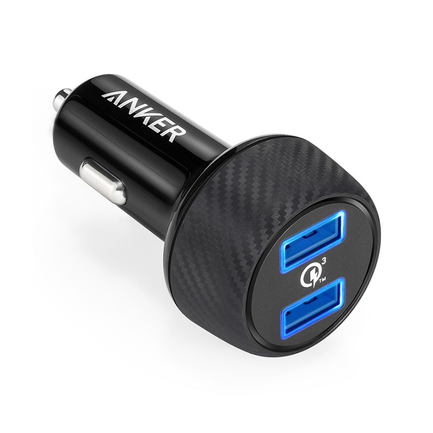 ANKER A2228 Quick Charger 3.0 39W Dual USB Car Charge Fast Charging For 7/7 Plus/6S/6S Plus/6 Plus/6/SE (2020)/ 11/ 11Pro/11ProMax/XsMax,/XR/ XS/X/8/8 Plus/ AirPods/Ipad/Samsung/LG/HTC/Huawei/Moto/xiao MI and More