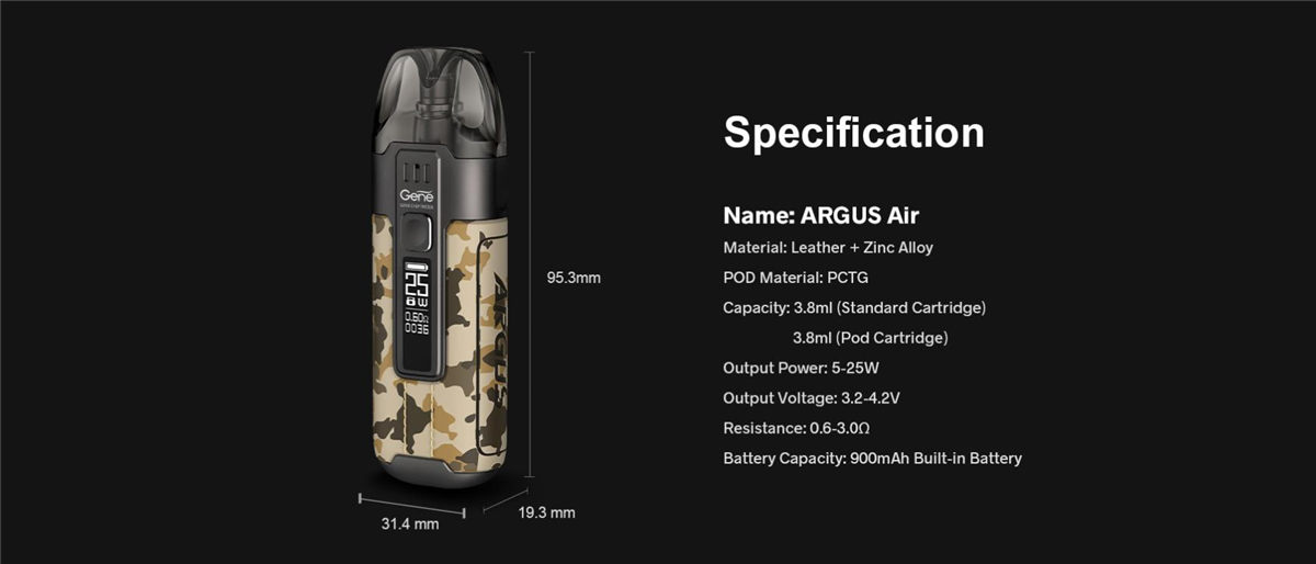 Voopoo Argus Air 25W Pod System Kit 900mAh 3.8ml