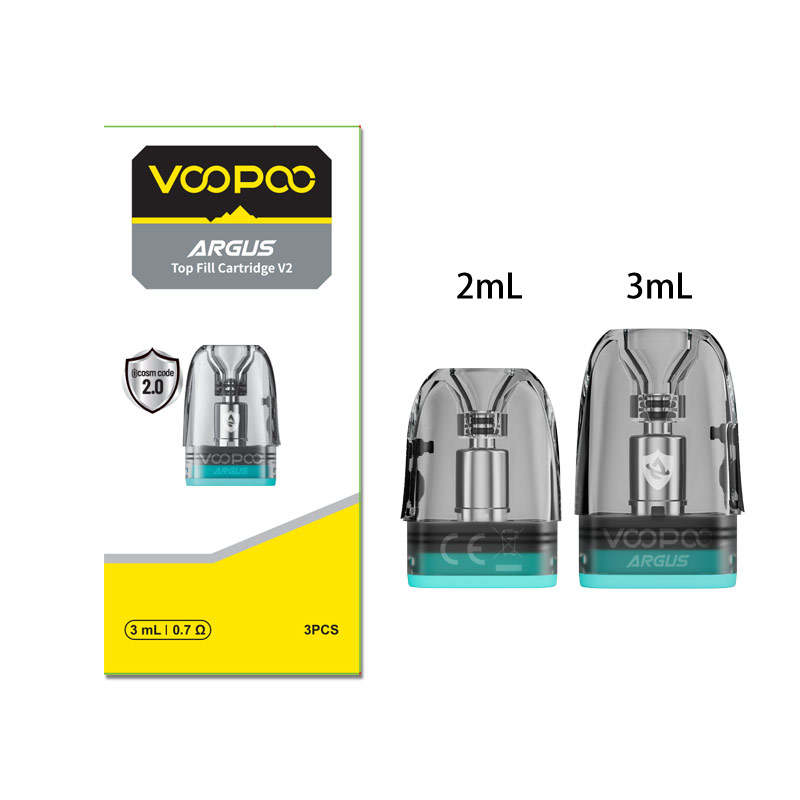 VOOPOO ARGUS Top Filling Cartridge V2 for Argus/Argus Se Kit, Argus P1/P1s/P2 Pod Kit, Argus Z, Argus G / G2/ G2 Mini / G3 Pod Kit, Argus A Pod Kit 2ml / 3ml (3pcs/pack)