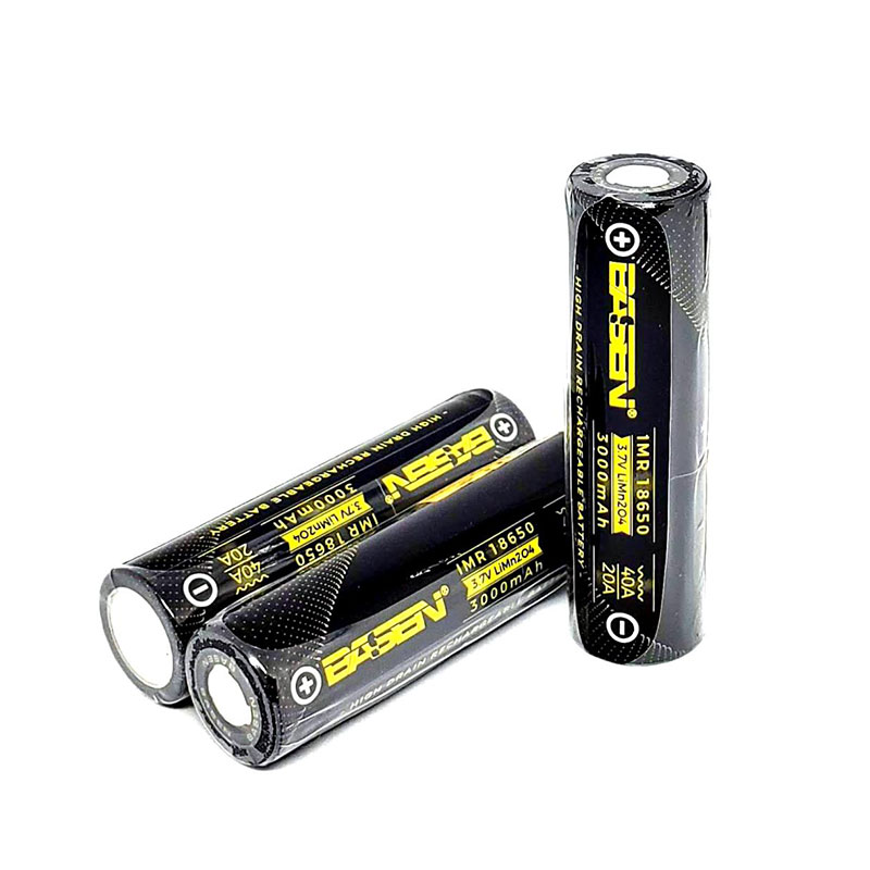 2pcs Basen 18650 3000mAh 40A Flat Top Li-ion Rechargeable Battery