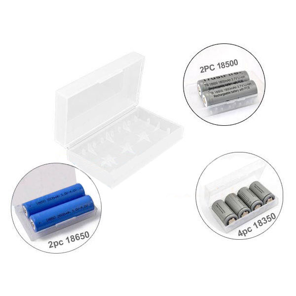 Clear Battery Case for 18650/18350/16340/CR123A Li-ion batteries