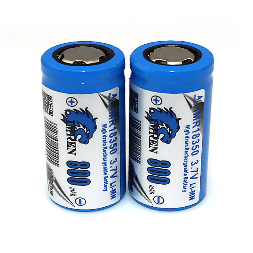 IMREN IMR18350 800mAh 3.7V Li-Mn Rechargeable Battery with Flat Top(2pcs/pack)