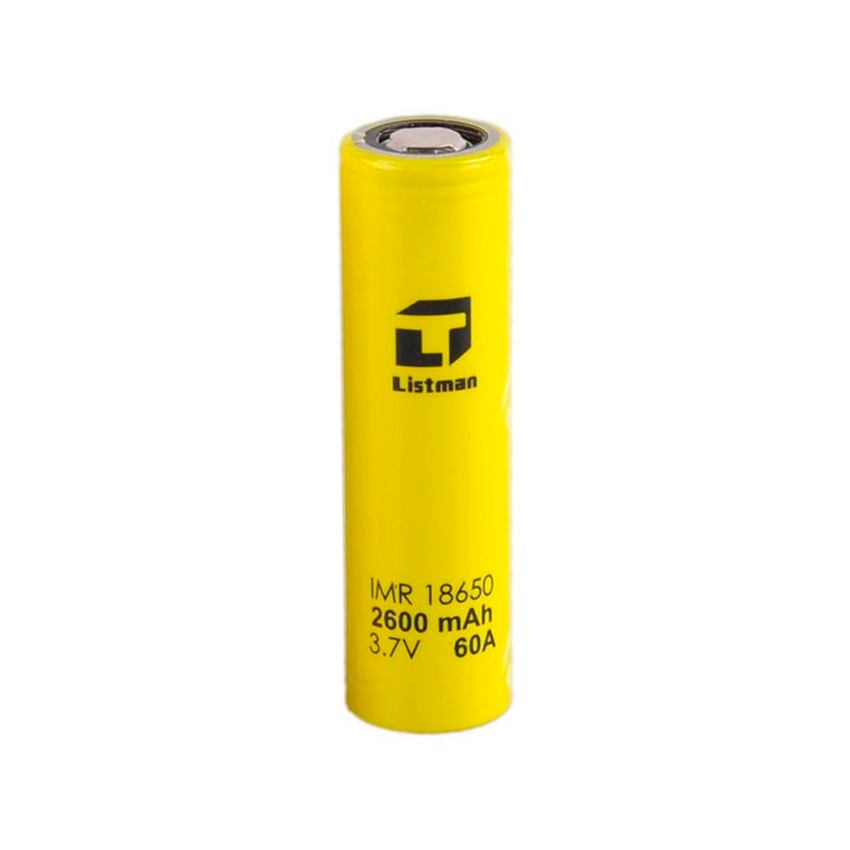 2pcs Listman IMR 18650 2600mAh 60A Flat Top Li-ion Rechargeable Battery
