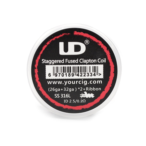 UD SS 316L Staggered Fuse Clapton Coil (26ga+32ga)*2/2.5*0.2ohm+Ribbon