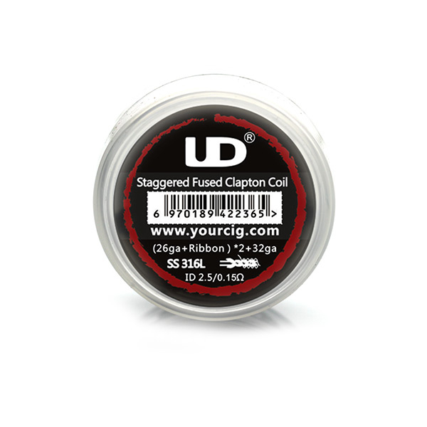 UD SS 316L Staggered Fuse Clapton Coil [26Ga+Ribbon]*2+32Ga/2.5*0.15ohm