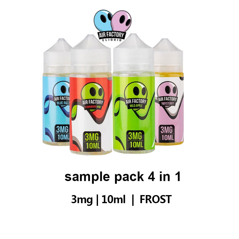 10ml Air Factory Frost E-Liquid 4 in 1 Sample Pack Included (Melon Lus,Tropic Freeze,Blue Razz,Crisp Apple)