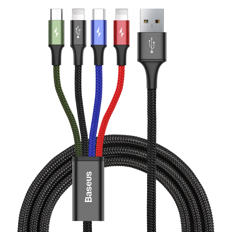 Baseus Speed Series 4 in 1 Cable for Dual-Lightning/Micro/Type-C 3.5A (L=1.2m)