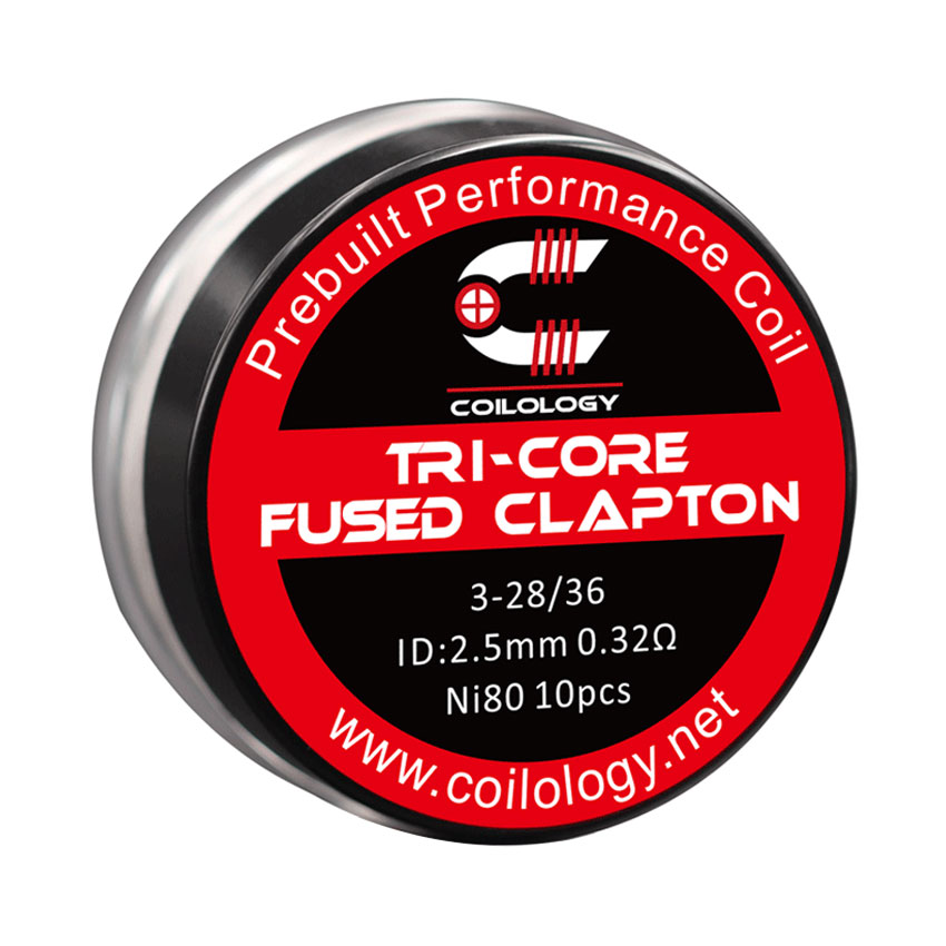 10pcs Coilology Tri-Core Fused Clapton Prebuilt Coil 3-28/36