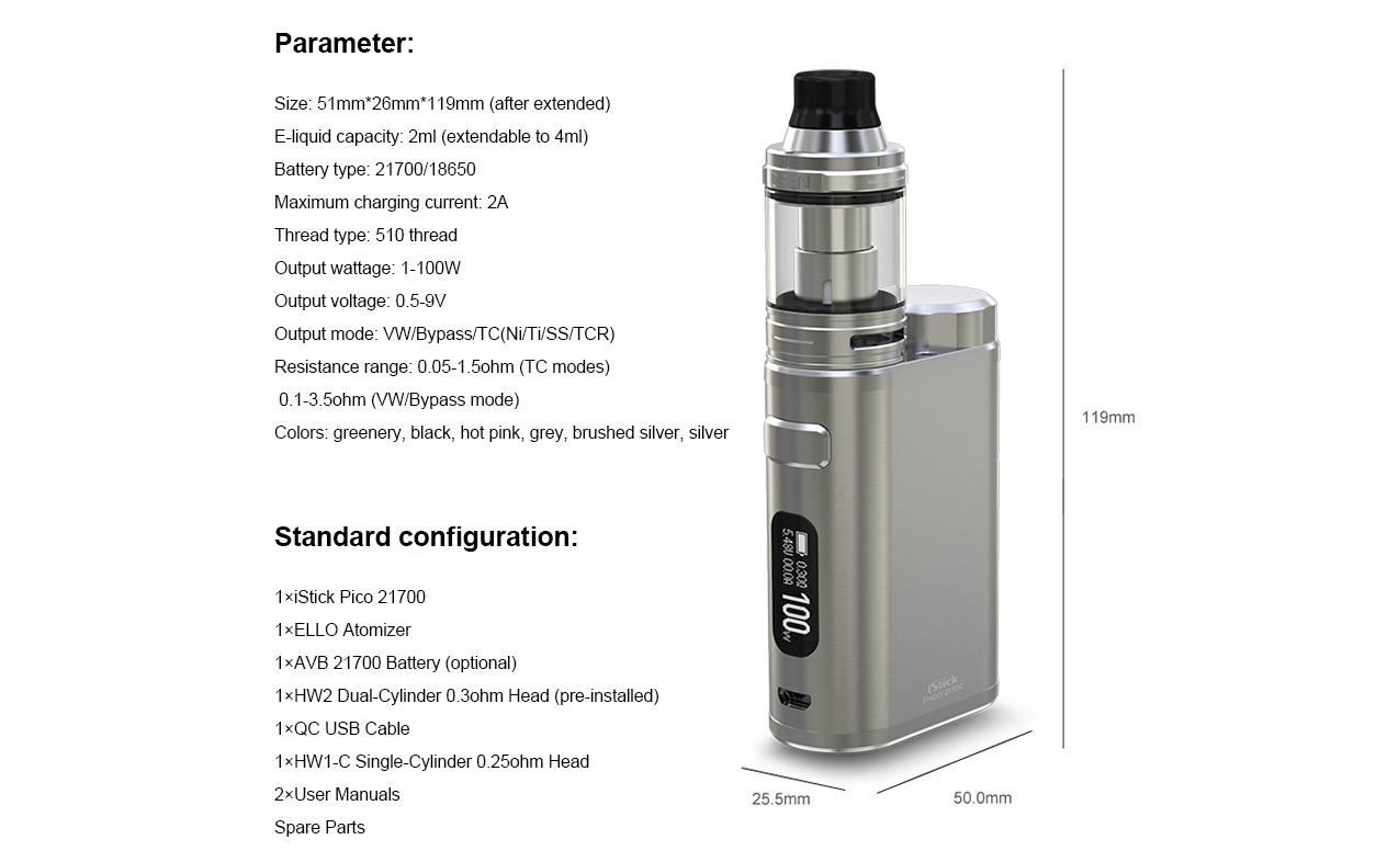 Eleaf iStick Pico 21700 100W Mod Kit