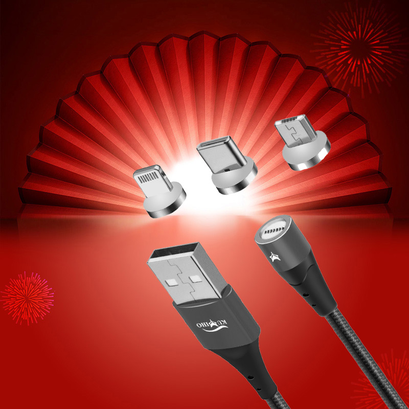 [Free Gift]Kuiho K1 3 in 1 Magnetic 3A Braided Fast Charge Sync Cable