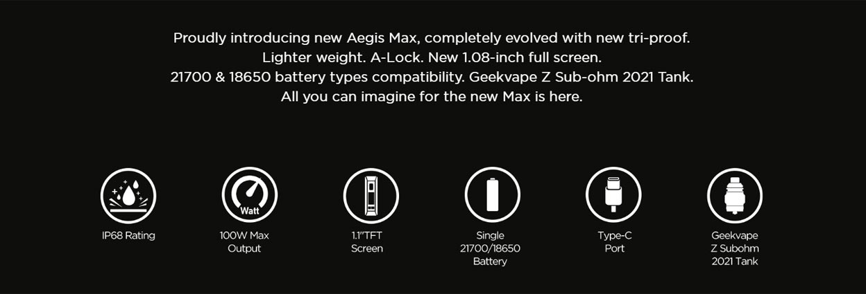 Geekvape Max100 (Aegis Max 2) 100W Kit with Z Subohm 2021Tank Atomizer 5ml