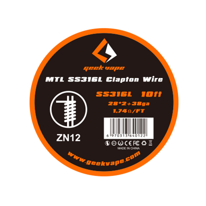 10ft Geekvape MTL SS316L Clapton Wire 28*2+38GA