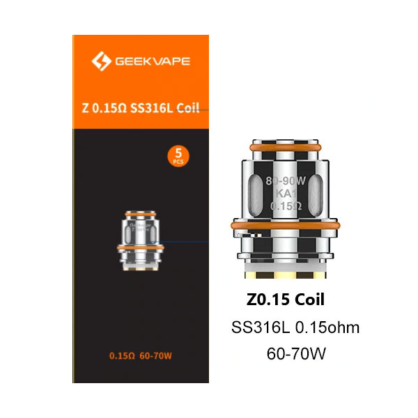 Geekvape Z Series Coil For Z (Zeus) Sub Ohm Tank,Obelisk Tank,Obelisk 120FC kit,Obelisk 200 kit,Z Sub Ohm 2021 Tank,Z Sub Ohm SE Tank,Z Fli Tank / Aegis Legend III Kit (5pcs/pack)