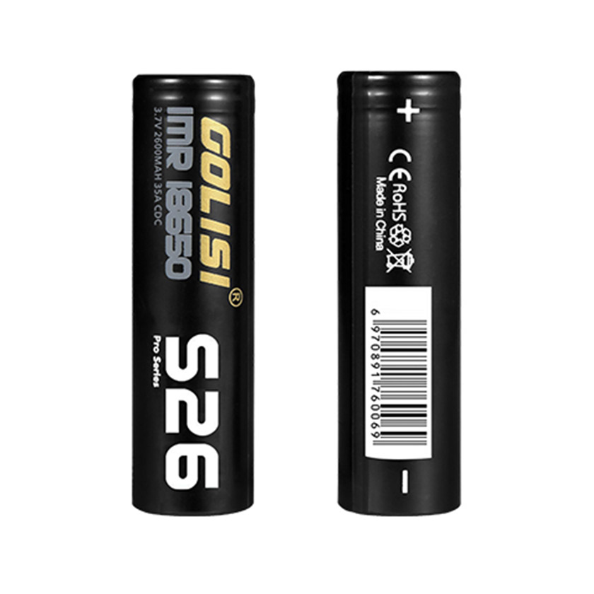 2pcs Golisi S26 IMR 18650 2600mAh 35A Flat Top Li-ion Rechargeable Battery