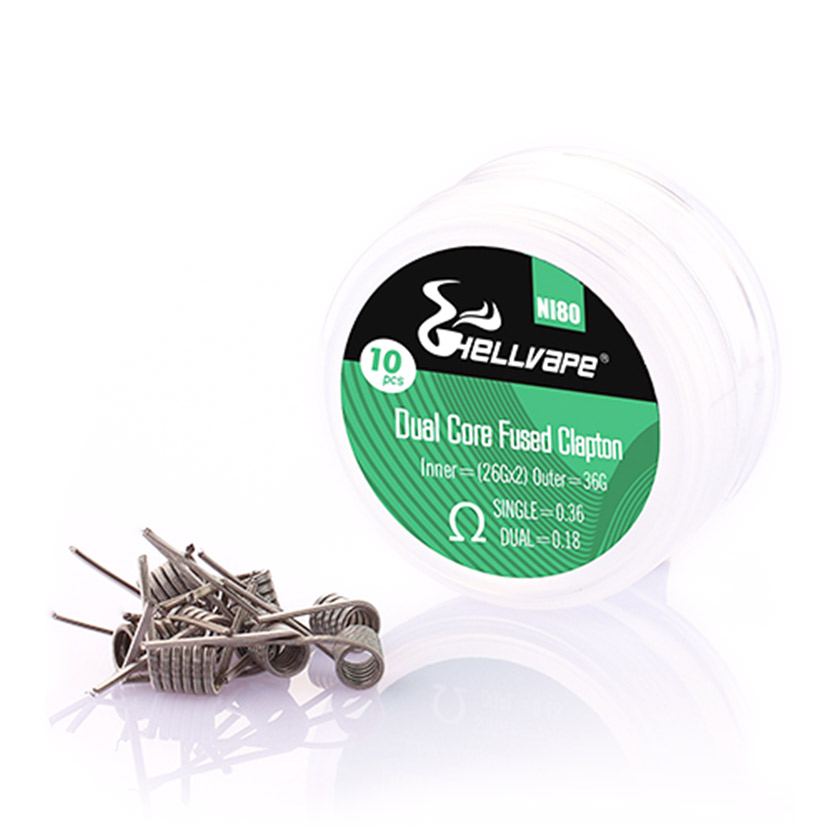 Hellvape Ni80 Dual Core Fused Clapton Prebuilt Wire 26Ga*2+36Ga (0.36ohm)(10Pcs/Pack)