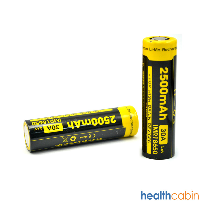 2pc Nitecore IMR 18650C 2500mAh 30A Flat Top Li-ion Rechargeable Battery