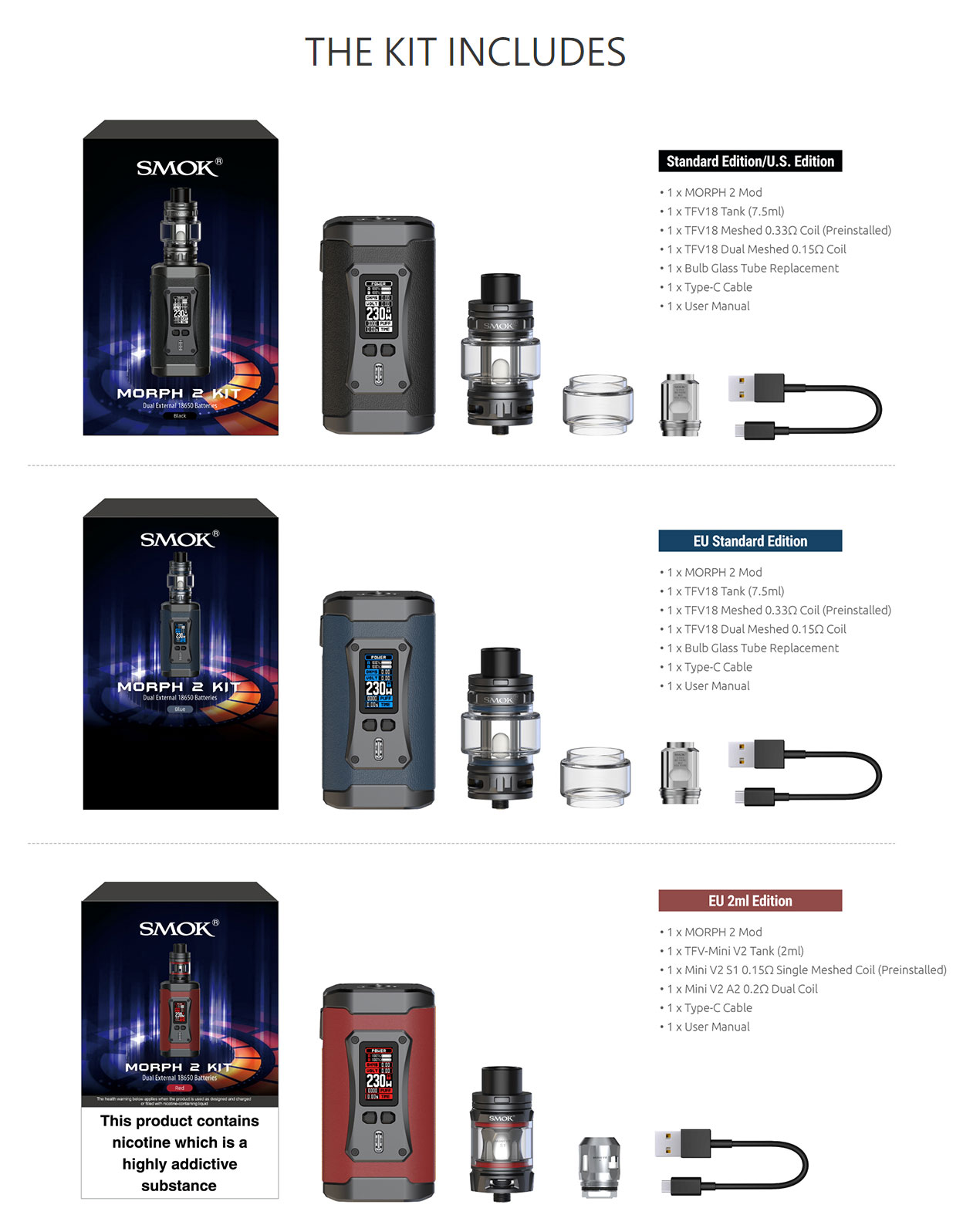 SMOK Morph 2 230W Mod Kit with TFV18 Tank 7.5ml