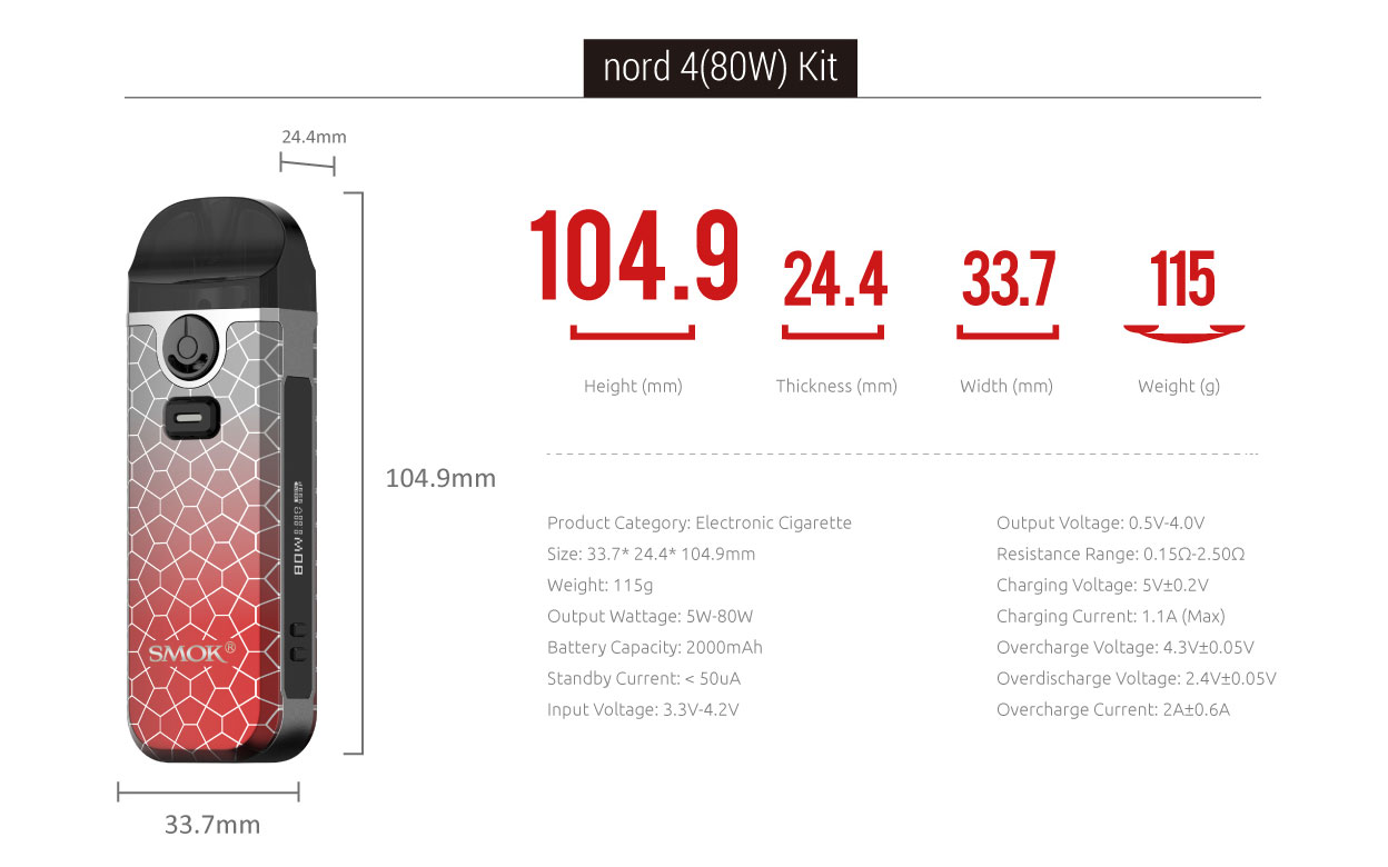 Smok Nord 4 80W Pod System Kit 2000mAh 4.5ml