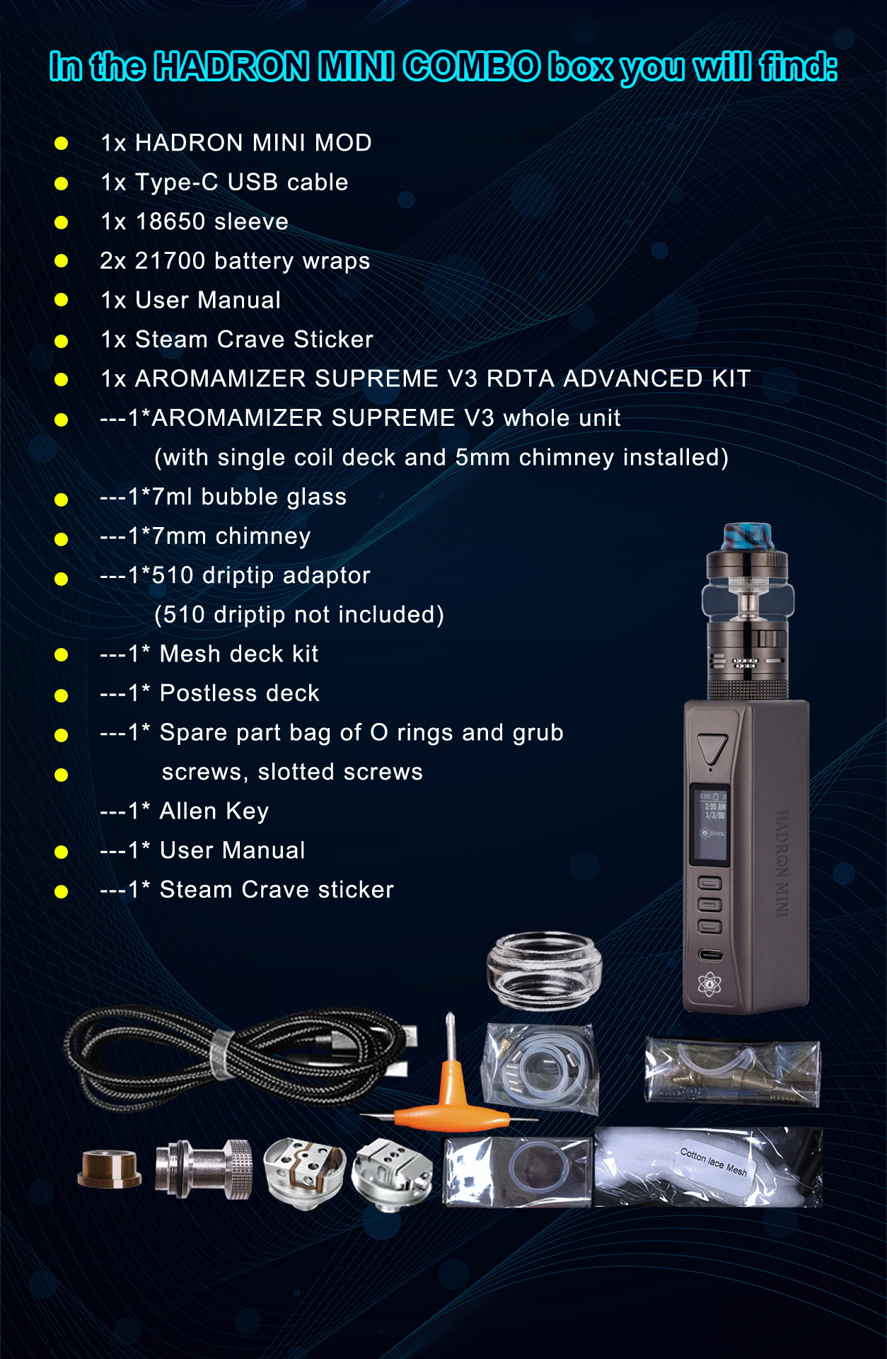 Steam Crave Hadron Mini DNA100C 100W Mod Kit