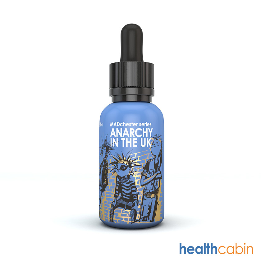 30ml BLUE MADchester Blue Anarchy in the UK E-Liquid MADE IN THE UK Original Packaging (25PG/75VG)
