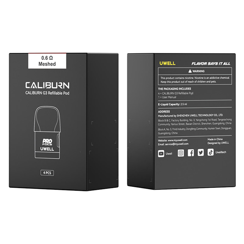 Uwell Caliburn G3 / Caliburn GK3 Pod Cartridge 2.5ml / 2ml (4pcs/pack)