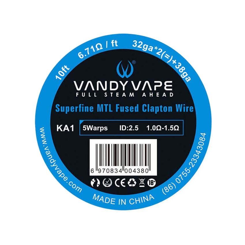 Vandy Vape A1 Superfine MTL Fused Clapton Wire 32GA*2(=)+38GA 10ft (6.71ohm/ft)