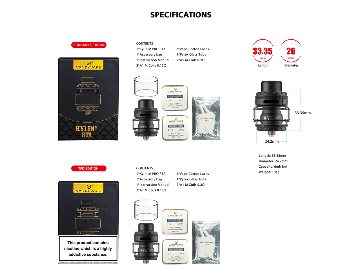 Vandy Vape Kylin M Pro RTA Atomizer 8ml