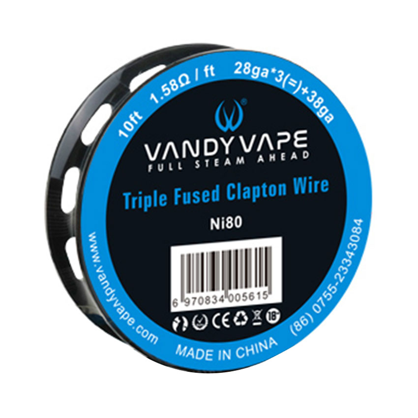 10ft Vandy Vape Triple Fused Clapton Wire NI80 28ga*3(=)+38ga 1.58ohm