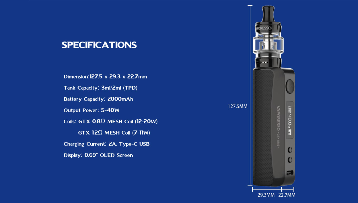 Vaporesso GTX One Mod Kit with GTX Tank 18 2000mAh 3ml