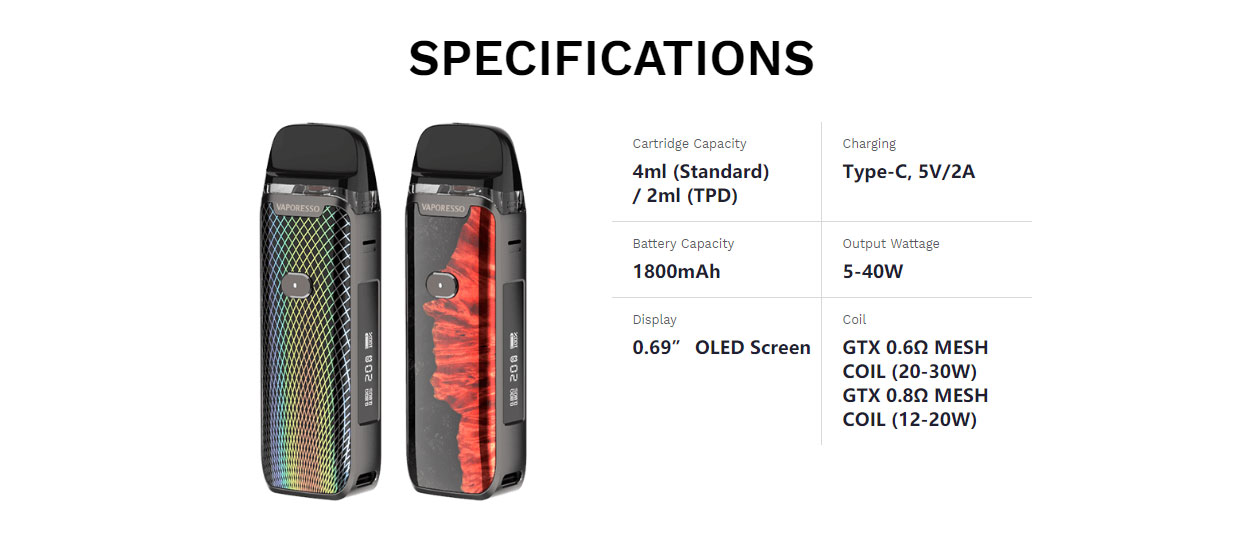 Vaporesso Luxe PM40 Pod System Kit 1800mAh 4ml