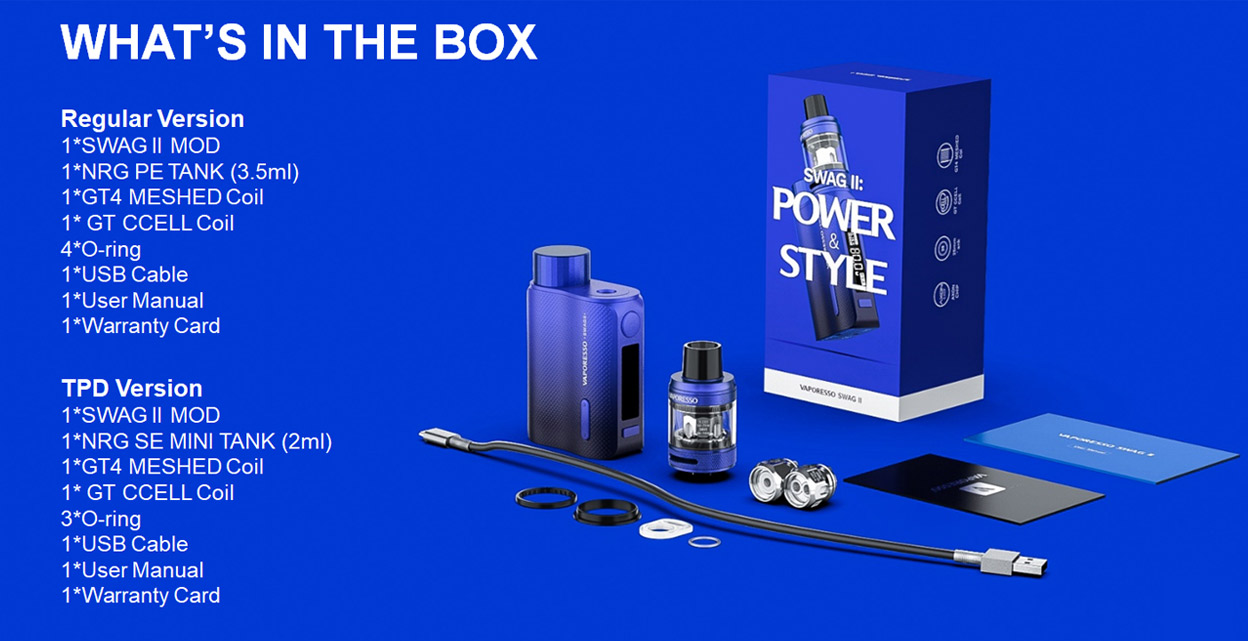 Vaporesso SWAG II 80W Mod Kit with NRG PE Tank 3.5ml