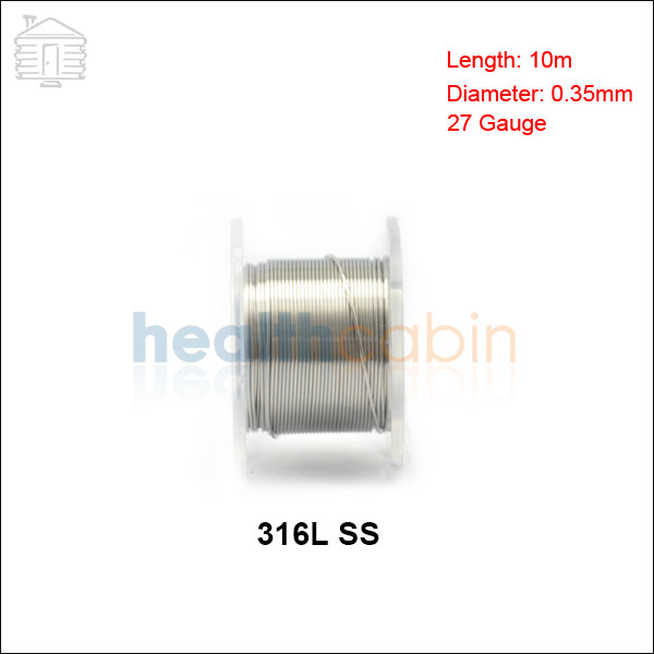 #5 316L SS Heating Resistance Wire 0.35mm/27Ga (10m/Spool)
